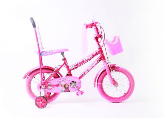 صورة سيكل فروزن بناتي 14 إنش – دراجة وردية بعجلات توازن ومقعد مريح للفتيات من 3 إلى 6 سنوات